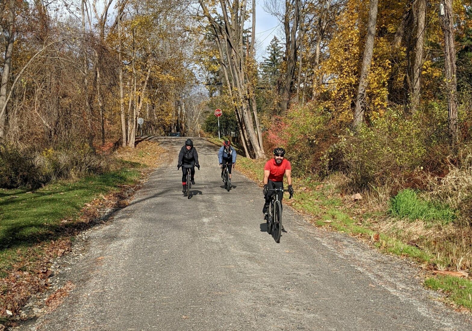 3 GrNY gravel bikes on a dirt road