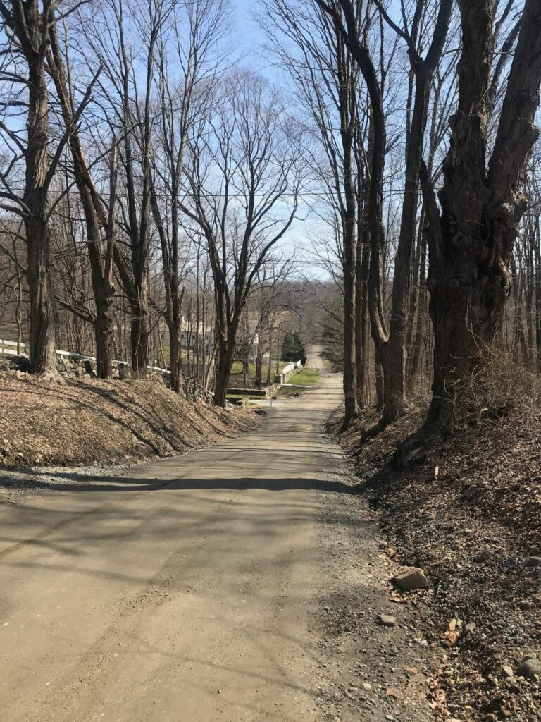 Gravel roads in Westchester are HILLY. 