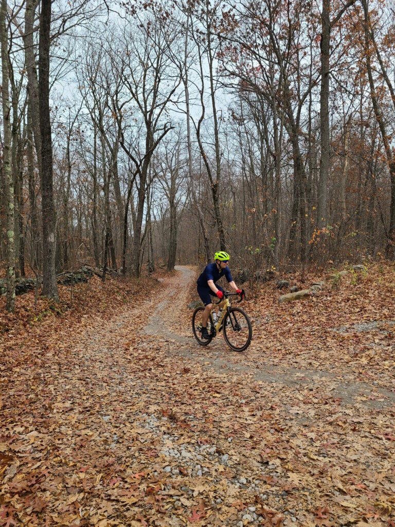 Tackling the climb inside West Mountain State Forest on the way to Penny Rd